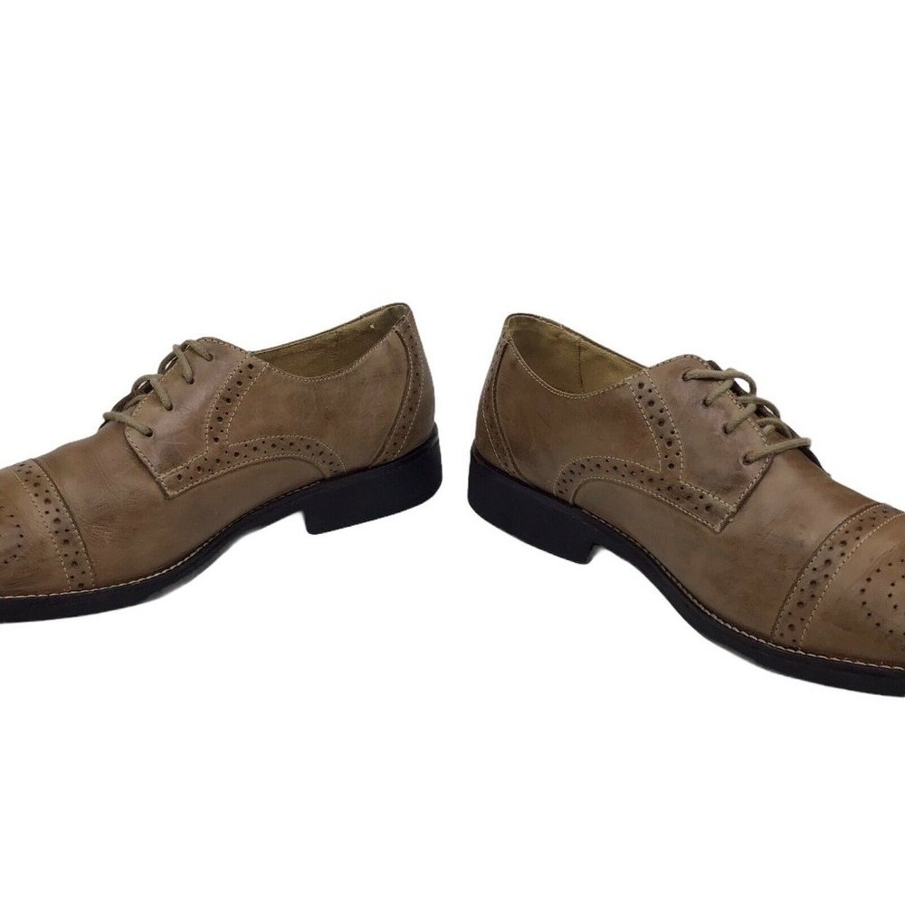 Sandro Cap Toe Derby Oxfords Shoes Tan Brown Leather Men’s Size 10 D Brazil Made - Picture 5 of 8
